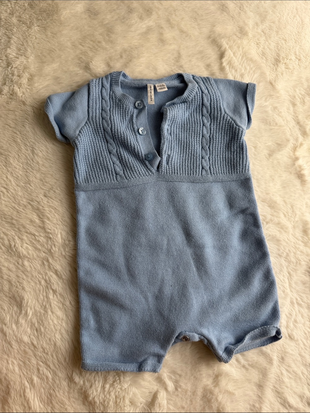 Janie and Jack Light Blue Knit Short-Sleeve One-Piece